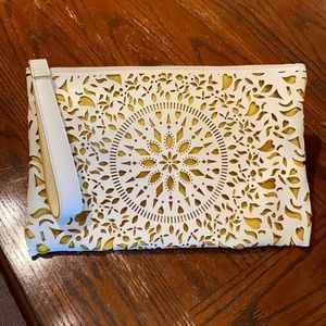 White leather clutch
